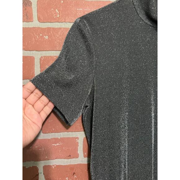 Sandra Ow-Wing Black and Silver Long Metallic Dress - 8 - Picture 2 of 8